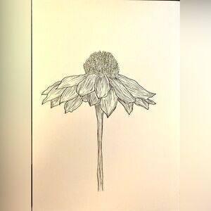 Handmade 7x10 inches flower drawing